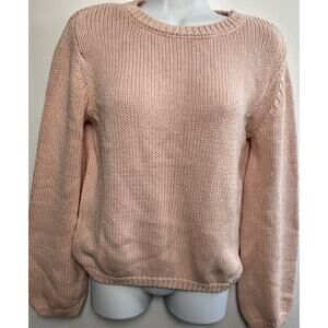 Elie Tahari Pink Chunky Ribbed Knit Pullover Sweater Small Cotton